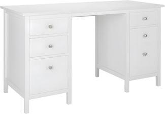 Vente-unique - Schreibtisch Landhaus mit 4 Schubladen - Stil Holz - Weiß - ALBANE