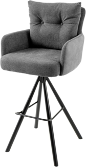 riess-ambiente Barhocker BIG GEORGE anthrazit / schwarz · Samt · Flachgewebe (Einzelartikel, 1 St), Tresenstuhl · Esszimmer · 360° drehbar · mit Armlehne · Federkern