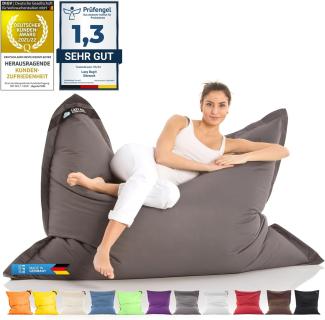 LAZY BAG Original Indoor & Outdoor Sitzsack XXL 400L Riesensitzsack Sitzkissen Sessel für Kinder & Erwachsene 180x140cm (Dunkel-Grau)