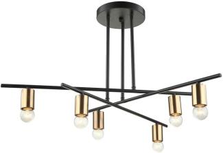 Italux Italux Pendelleuchte moderne industrielle Deckenleuchte NORMANI MDM3658/6 BK+BRO 6xE27 Italux