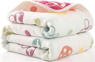 Hayisugal Kinder Decke 6-lagig Babydecke aus 100% Baumwolle - kuschelige Baumwolldecke Ideal als Kinderwagendecke, Erstlingsdecke, Bettdecke oder Kuscheldecke, Pilz, 110x110 cm