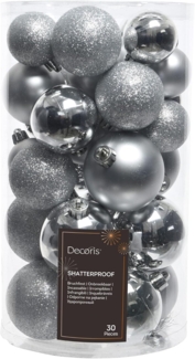 Weihnachtskugel-Set MIX silber D 6 cm silber