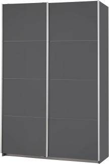 Rauch Möbel Caracas Schrank Kleiderschrank Schwebetürenschrank, Graumetallic 2-türig inkl. Zubehörpaket Classic 4 Einlegeböden, 2 Kleiderstangen, 1 Hakenleiste, BxHxT 136x210x62 cm