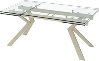 Vente-unique - Esstisch ausziehbar - 6 bis 8 Personen - Sicherheitsglas & Metall - Beige & Transparent - VELIKA