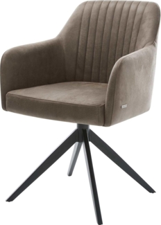 Drehstuhl Greg-Flex Mikrofaser Taupe Vintage Kreuzgestell breit Schwarz 360° drehbar Wippfunktion Taschenfederkern