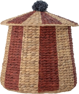Bloomingville Mini Birsen Korb mit Deckel aus Wasserhyazinthe hergestellt, in der Farbe: Rot, Maße: 40x40 cm, 82054111