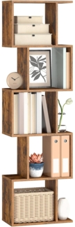 VASAGLE Bücherregal, Regal mit 5 Ebenen, 24 x 40 x 159 cm, Standregal, Büroregal, freistehend, Dekoregal, zur Präsentation, modern, für Wohnzimmer, Schlafzimmer, Büro, vintagebraun LBC462K01