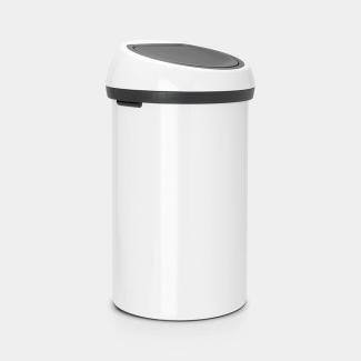 Brabantia Touch Bin Abfallbehälter, Mülleimer, Müll Eimer, White / Deckel White, 60 L, 108686