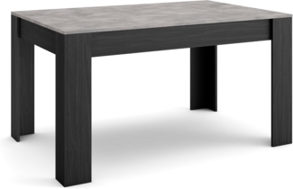 Skraut Home | Esszimmertisch | Küchentisch, Esstisch | 140 x 90 x 76 cm | Für 6 Gäste | Stubentisch | Moderner Stil | Zement und Schwarz