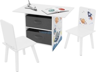 Joyz Spielzeugtruhe Kinderregal Kindermöbel Kinderzimmerregal Spielzeug Spielzimmer Möbel, Weltraum Kindersitzgruppe 3tlg. 1x Tisch & 2x Stühle Pressspan / Vlies