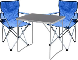 3-tlg Campingmöbel Set Campingtisch Anglerstuhl L80xB60xH68cm klappbar