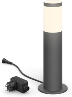 PHILIPS Utrecht Outdoor Sockelleuchte 1-er Starter Set (6 W), wetterfeste Niedervolt Außenleuchte mit warmweißem Licht, energiesparende LED Beleuchtung, anthrazit, 2.700 Kelvin