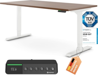 Desktopia Pro X - Elektrisch höhenverstellbarer Schreibtisch / Ergonomischer Tisch mit Memory-Funktion, Nussbaum, Gestell Weiß, 120x80 cm