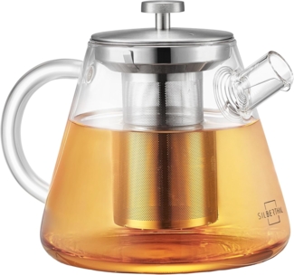 SILBERTHAL Teekanne Glas mit Siebeinsatz, 1.5 l, Hitzebeständiges Glas geeignet für E-Herd, Teewärmer & Gasherd