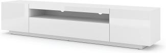 TV-Schrank AURA 200 cm weiß matt, glänzend weiß