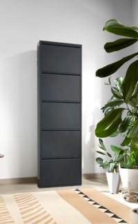 Dmora - Schuhschrank Isidro, Schuhregal aus Metall, Mehrzweck-Eingangsgarderobe, Möbel für Schuhe, 50x15h172 cm, Schwarz