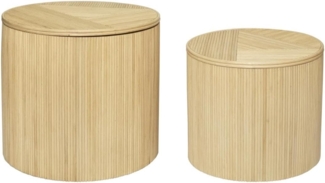 Vente-unique - Beistelltische rund 2er-Set mit Stauraum - Rattan - 50 x 46 cm & 39,5 x 36 cm - Holzfarben hell - GABES