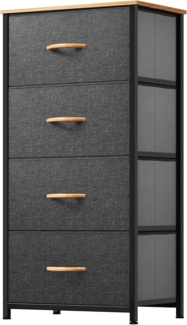 YITAHOME Kommode,Kommode mit 4 Schubladen,Schrank,Stoffschubladen mit Griffen,Metallgestell,Dauerhaft,Dunkelgrau