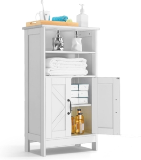 VEVOR Badezimmerschrank Badschrank 4-stufig aus Holz mit 2 Türen & verstellbarem Regal, Bodenschrank für Küche/Wohnzimmer/Eingangsbereich, freistehender Aufbewahrungsschrank Küchenschrank weiß
