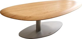 Couchtisch Edge Oval 140x75 cm Eiche Natur Runde Kante Vibany Edelstahl gebürstet