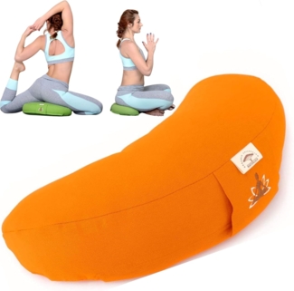 SEI Design Yogakissen Meditationskissen Yogakissen Halbmond mit Buchweizenschalen Füllung, gesticktes Motiv