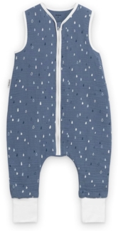 Ehrenkind® Baby Sommerschlafsack mit Füßen Musselin0.5 TOG | aus weicher OEKO-TEX zertifizierter Bio-Baumwolle | Sommer Baby Schlafsack 0.5 TOG Gr. 70 Farbe Jeansblau Tropfen