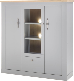 Highboard Rideau in grau und Eiche Artisan 138 x 142 cm
