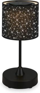 BRILONER - LED Tischlampe kabellos mit Sternenhimmel, dimmbar in Stufen, warmweiße Lichtfarbe, Nachttischlampe, Leselampe, LED lampe, Campinglampe, Tischleuchte, Akku Lampe, 30x12,5 cm, Schwarz