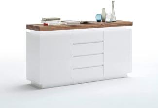 Sideboard Rosita 150x81x40 cm weiß Asteiche LED Beleuchtung Anrichte