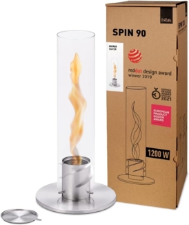 höfats Tischfeuer SPIN 90, 120 (Tischfeuer, Windlicht, Gartenfackel und Bioethanolkamin aus Edelstahl, Tischkamin für Indoor und Outdoor), strahlt angenehme Wärme ab