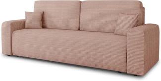 Schlafsofa Spark – Sofa mit Schlaffunktion und Bettkasten, Bonellfederkern, Cordbezug, große Schlaffläche, modernes Polstersofa & Bettsofa (Pink (Poso 052))