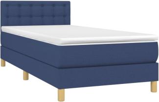 vidaXL Boxspringbett mit Matratze & LED Blau 100x200 cm Stoff 3134019