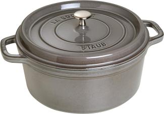 STAUB Gusseisen Bräter/Cocotte, Rund 28 cm, 6,7 L, Aromaregen Funktion, Für alle Herdarten geeignet, Graphitgrau