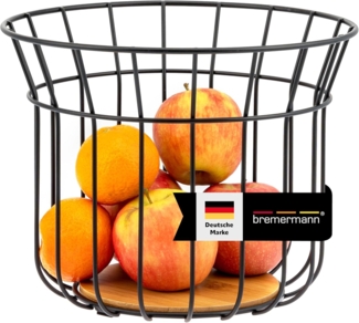 bremermann Obstschale Obstkorb, Obstschale rund, Ø ca. 24,5 cm, schwarz matt, Bambusboden