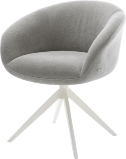 Drehstuhl Vinka-Flex mit Armlehnen Strukturstoff Soft Grau Kreuzgestell breit Weiß 360° drehbar Wippfunktion Taschenfederkern