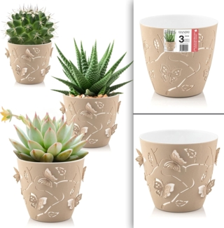 uandu home Blumentopf Set 3 Größen, Plant Pot, übertopf, Flower Pot, Pflanzkübel (Pflanztöpfe, Blumentöpfe, Blumentopf Gross, Pflanzentopf Groß, BPA frei Kunststoff Blumenständer fürs Zuhause)
