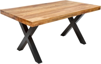 riess-ambiente Esstisch IRON CRAFT 160cm natur / schwarz · bis 6 Personen (Einzelartikel, 1-St), Massivholz · Metall · X-Gestell · Mangoholz · Industrial Design