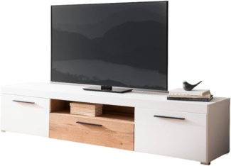 TV-Lowboard Lavell in weiß matt und Eiche 205 cm