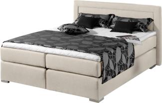 Maintal Boxspringbett Mambo, 100 x 200 cm, Strukturstoff, Bonellfederkern Matratze H3, creme