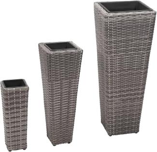 vidaXL Garten-Hochbeet 3-tlg. Poly Rattan Grau 45424