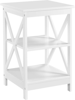 Yaheetech Nachttisch Sofatische 3-Stufiger Beistelltisch mit X-förmige Tischbeine Telefontisch mit 2 Ablagefächern für Zuhause/Büro/Schlafzimmer 40 * 40 * 61cm Weiß