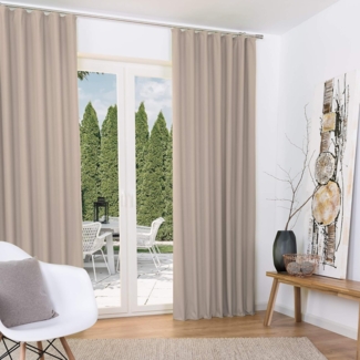 Beautissu Vorhang Amelie Luna, 2er Set Kräuselband Thermogardine 140x245cm