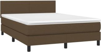 vidaXL Boxspringbett mit Matratze Dunkelbraun 140x190 cm Stoff, Härtegrad: H2 [3139892]