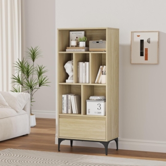 Bücherregal Kistiandi 137 x 60 x 35 cm Eicheoptik, hell [en. casa]