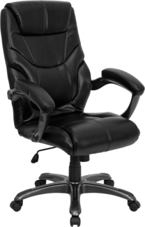 Flash Furniture Greer Bürostuhl mit hoher Rückenlehne, weiches Leder, ergonomisch, mit Armlehnen, Schwarz