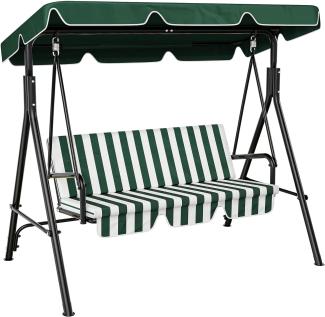 YITAHOME Hollywoodschaukel, 3 Sitzer Outdoor Hollywoodschaukeln mit Liegefunktion, Metall Gartenschaukel mit Verstellbarem Sonnendach & Abnehmbarem Kissen für Erwachsene, 270KG Belastbar, Grün