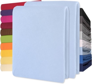 CelinaTex Jersey Topper Spannbettlaken Lucina Doppelpack 140x200-160x200 cm Aqua blau 100% Baumwolle gekämmt bis 12cm Matratzenhöhe Oeko-TEX