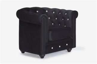 Vente-unique - Sessel - Samt - Schwarz mit Knöpfen in Kristalloptik - CHESTERFIELD