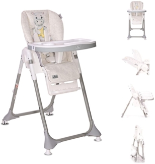 Lorelli Kinderhochstuhl Felicita, faltbar, verstellbar, 5-Punkt-Gurt, 2 Räder beige grau