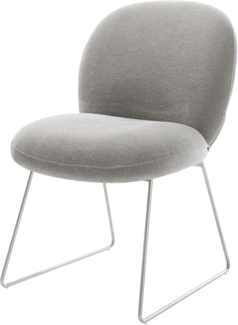 Esszimmerstuhl Nube-Flex Strukturstoff Soft Grau Kufengestell Edelstahl Taschenfederkern